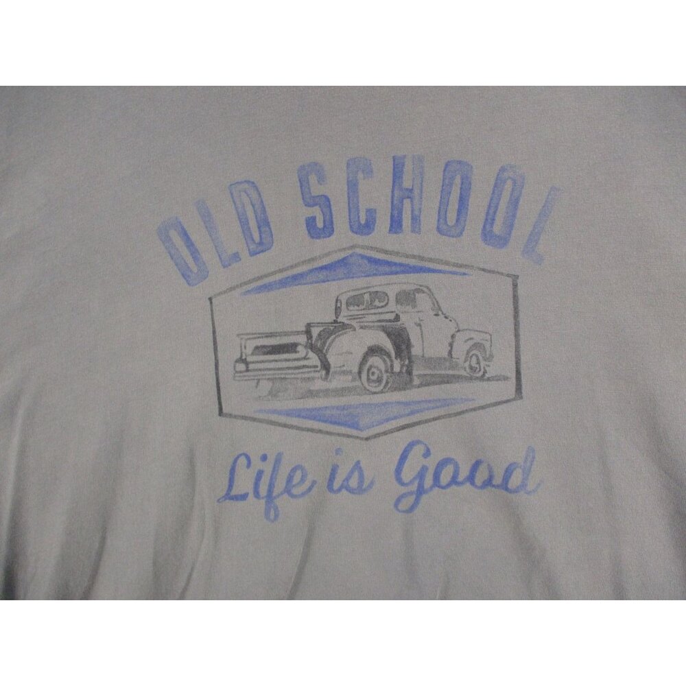 Life Is Good Old School Graphic T-Shirt Mens Gray Short Sleeve Size XL